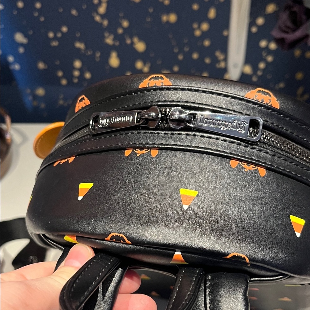 Loungefly Black and Orange Halloween Stitch Pumpkin Mini Backpack - Picture 4 of 7